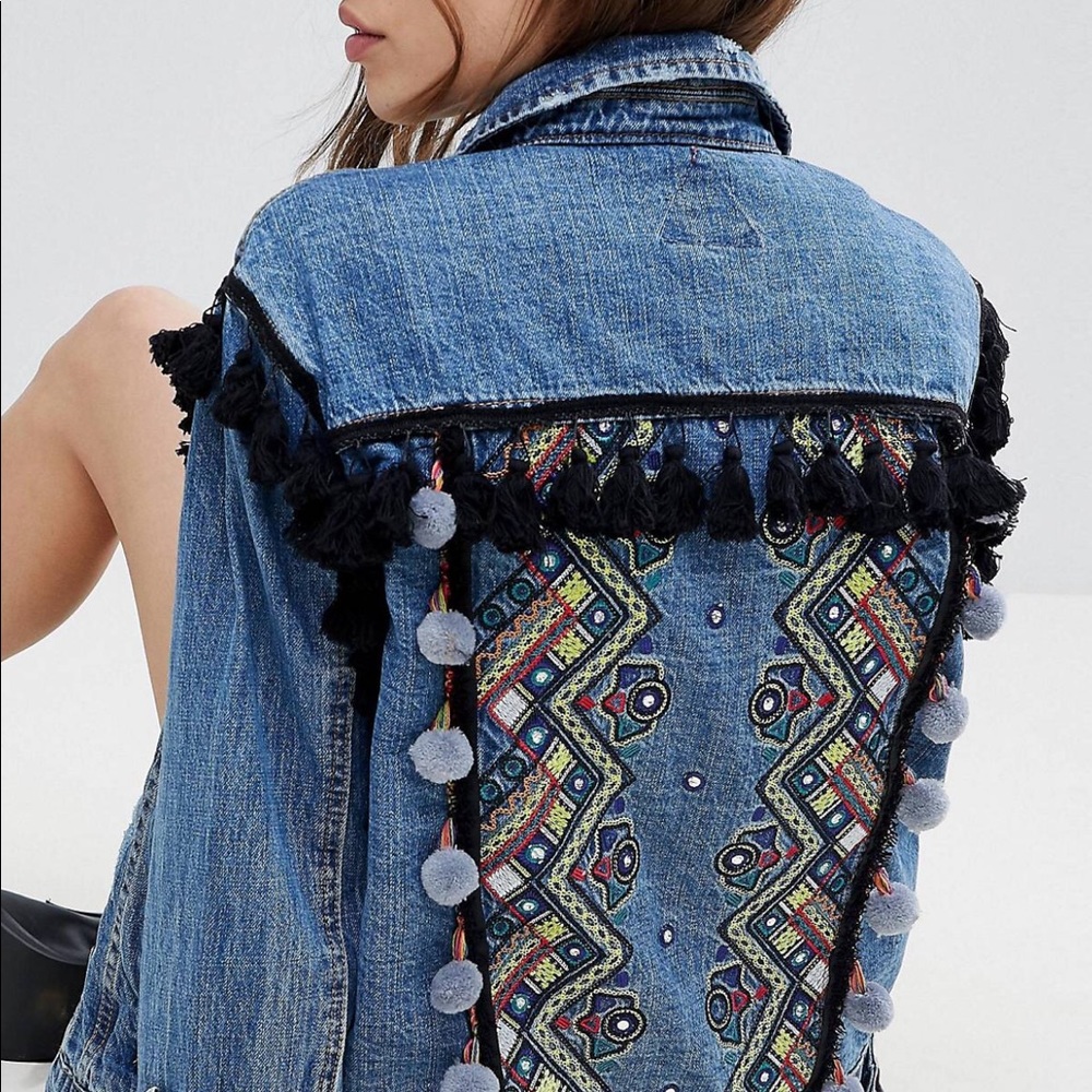 Aztec Print Jean Jacket